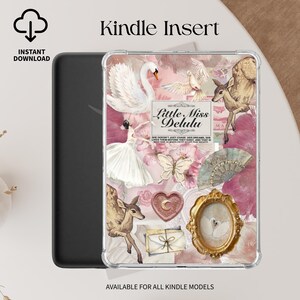 Swan Lake Ballerina Kindle Insert Vintage Aesthetic Printable Clear Case Insert Digital Download Kindle Pink Valentine Stickers Coquette