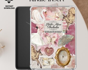 Swan Lake Ballerina Kindle Insert Vintage Aesthetic Printable Clear Case Insert Digital Download Kindle Pink Valentine Stickers Coquette