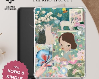 Rainy Days Kindle Insert: Japanese Collage Kobo Insert (Digital Download) | Spring aesthetic | Kindle PaperWhite