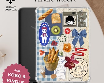 Grocery Blue Gingham Kindle Insert | Kobo Case Cover (Digital Download)