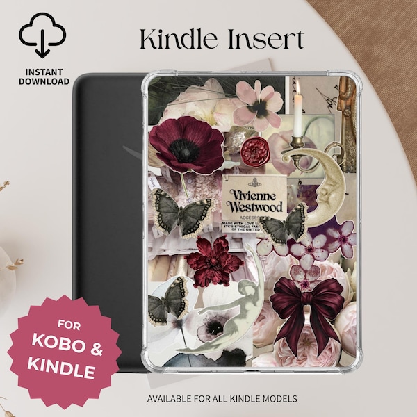 Kastanienbraun Kindle einfügen, dunkel Academia Herbst Kobo druckbare Kindle Dekor Herbst Ästhetik digitaler Download Fall einfügen y2k Kindle Aufkleber