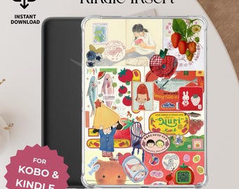 Whimsical Kindle Insert: Japanese Collage Kobo Insert (Digital Download)