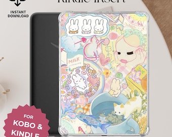 Pastel Kawaii Kindle Insert: Soft girly cute & quirky aesthetic (Digital Download) | Kindle Basic | Kobo Libra Insert | Kindle PaperWhite