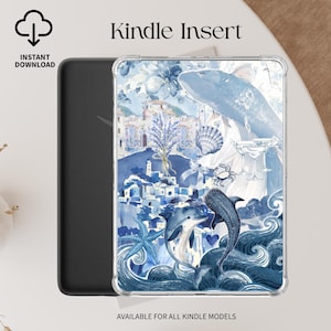 Sea Blue Kindle Insert Summer Aesthetic Kindle Printable Clear Case Insert Digital Download Kindle Stickers Coastal Decor Case Beach Kindle