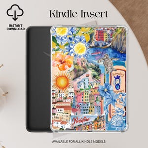 Italy Coastal Insert Summer Aesthetic Kindle Printable Clear Case Insert Digital Download Kindle Stickers Blue Beach Decor Case