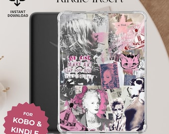 Punk Kindle Insert Pink Kindle Case Insert Vintage Rock Printable Alternative & Grunge Kindle Decor Digital Download Kobo Nana