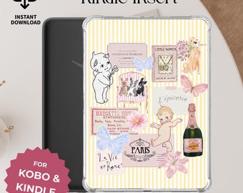 Retro Baby Kindle Insert: Kobo Insert Pastel Pink Yellow Summer Aesthetic (Digital Download)