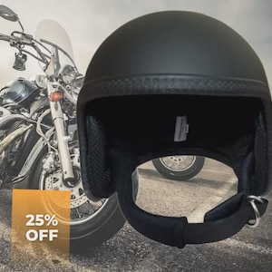 Lowest Profile Open Face Motorcycle Helmet | Bike Tribe® UK | Motorbike Crash Helmet | Lightweight Retro Biker Lid | DOT Approved Style