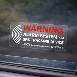 Billarmsklistermärke med GPS-spårningsvarning | Stöldskyddsklistermärke för bilfönster | Skylt för fordonsskydd | Set om 4