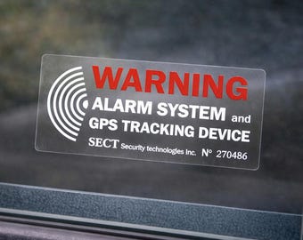 Car Alarm Sticker GPS Tracking Warning Decal | Anti Theft Security Car Window Sticker | Vehicle Protection Sign | Set of 4