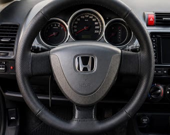 Genuine Leather Steering Wheel Cover | Universal 37–39 cm | DIY Hand Stitch Steering Wheel Wrap | Anti Slip Car Interior Accessory