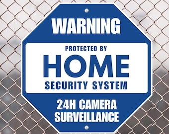 Security Camera System Warning Sign, Metal CCTV Surveillance Plate