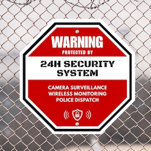 Warning Alarm Surveillance Metal Plate Yard Sign Security Camera System CCTV Anti-Theft 24 Hour Video Set Home Property Safe Thieves