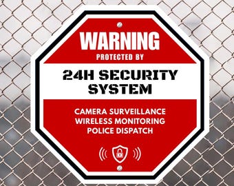 Security Warning Metal Plate, CCTV Alarm Sign (11.8x11.8")
