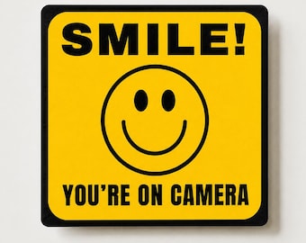 4 CCTV-varningsklistermärken, Smile You're On Camera-dekaler, säkerhetskameraskyltar, vattentäta vinylövervakningsklistermärken