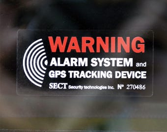 Car Alarm Sticker Set of 4 | Anti Theft Car Window Decal | GPS Tracking Warning Sticker | Vehicle Security Sign | Car Security Vinyl