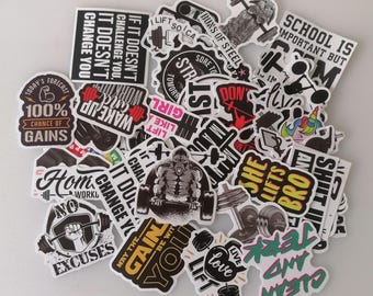 Motivational Fitness Stickers: Gym, Workout Quotes - 50 PCS