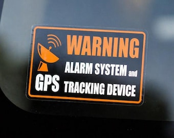 Car Alarm Warning Stickers (4 Pack) – GPS Tracking Security Decal, Anti-Theft Window Sticker, Waterproof Vehicle Protection Sign | CRUFER