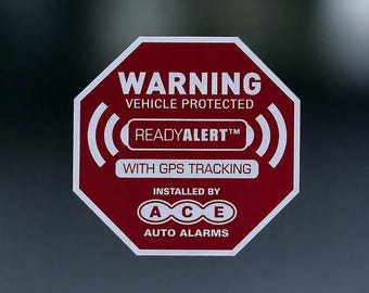 Car Alarm Warning Sticker, GPS Tracking Decal, Anti Theft Car Sticker, Security Window Decal, Vehicle Protection Sticker (Set of 4) | CRUFER