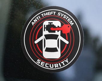 Car Alarm Warning Stickers (4 Pack) – Security System & GPS Anti-Theft Decals, Window Safety Sticker, Vehicle Protection Sign | CRUFER