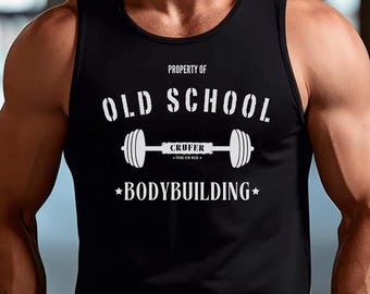 Old School Bodybuilding Tank Top Men | Stringer Gym Tank Muscle Shirt | Vintage Workout Tank | Oversized Gym Clothing Fitness Gift | CRUFER