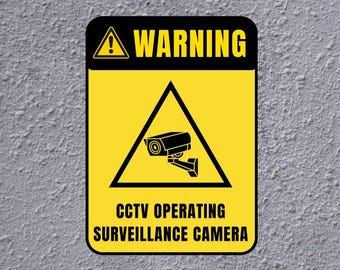 CCTV Security Camera Warning Sign, Metal or Acrylic Plate