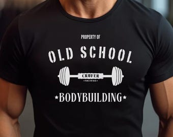 Old School Bodybuilding T-Shirt Men | Vintage Gym Shirt | Fitness Workout Tee | Retro Muscle Shirt | Oversized Look | Gym Gift | CRUFER