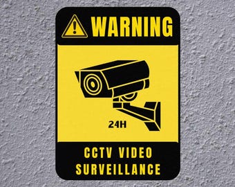CCTV Surveillance Warning Sign, Metal or Acrylic Plate, Anti-Theft Security