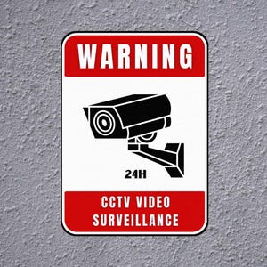Warning Alarm Surveillance Metal Acrylic Plate Sign Security Camera System CCTV Anti-Theft Wall 24 Hour Video Set Home Property Safe Thieves