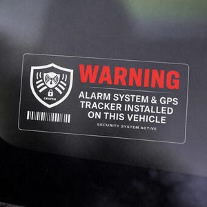 Naklejka na alarm samochodowy Old School | Ostrzegawczy system alarmowy i zainstalowany lokalizator GPS | Naklejka na samochód antykradzieżowy | Naklejka ostrzegawcza | CRUFER