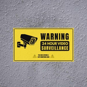 4 x Warning Alarm Surveillance Stickers Decals Pack Set Security Camera System CCTV Anti-Theft Adhesive Window Wall Property Vinyl