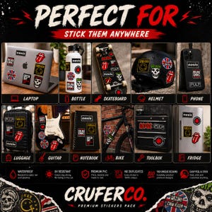 100 st rockbandklistermärken, vattentäta vinyldekaler för laptop, vattenflaska, gitarr, skateboard och bagage, pop metal punk bild 11