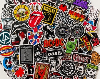 Lot de 100 autocollants rock, vinyle imperméable, pour ordinateur portable, gourde, guitare, skateboard et bagages, style pop metal punk.