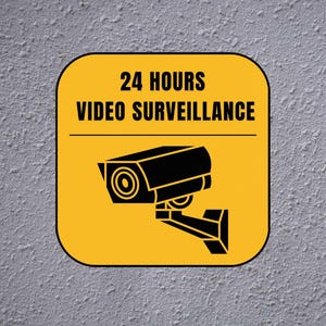 4 x Warning Alarm Surveillance Stickers Decals Pack Set Security Camera System CCTV Anti-Theft Adhesive Wall Property Vinyl 24 Hour Video