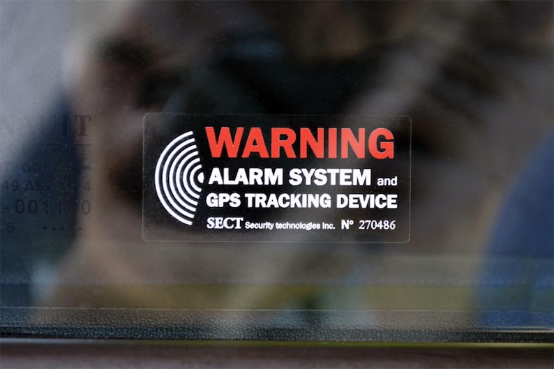 Car Alarm Sticker GPS Tracking Warning Decal | Anti Theft Security Car Window Sticker | Vehicle Protection Sign | Set of 4 image 3