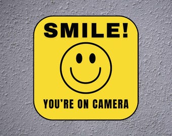 Smile You're On Camera Stickers - Security System Decals, 4-Pack
