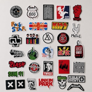100 st rockbandklistermärken, vattentäta vinyldekaler för laptop, vattenflaska, gitarr, skateboard och bagage, pop metal punk bild 3