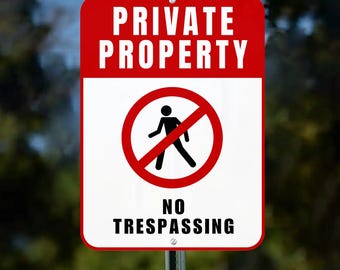 Private Property No Trespassing Metal Sign, Security Warning Plate