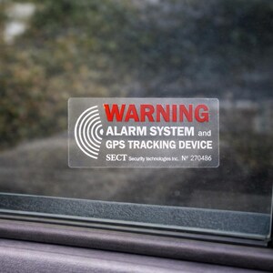 Car Alarm Sticker GPS Tracking Warning Decal | Anti Theft Security Car Window Sticker | Vehicle Protection Sign | Set of 4 image 4