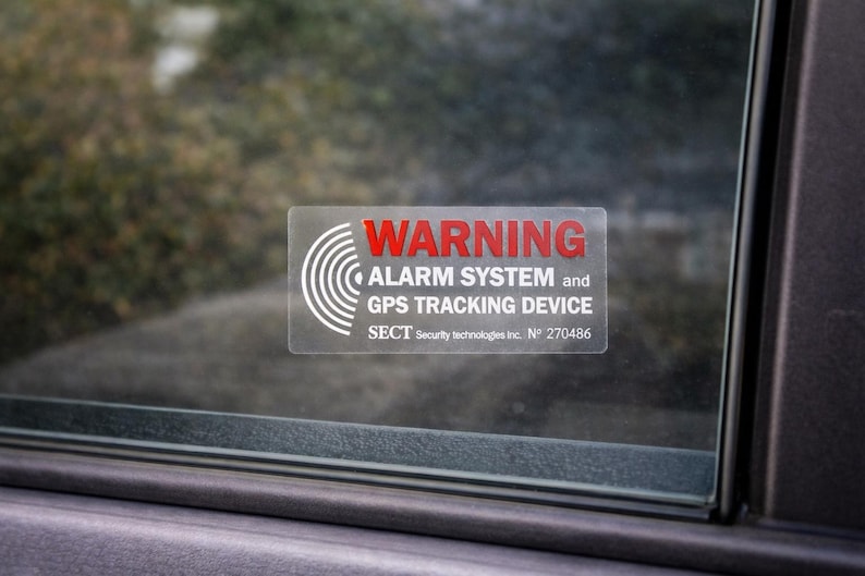 Car Alarm Sticker GPS Tracking Warning Decal | Anti Theft Security Car Window Sticker | Vehicle Protection Sign | Set of 4 image 4