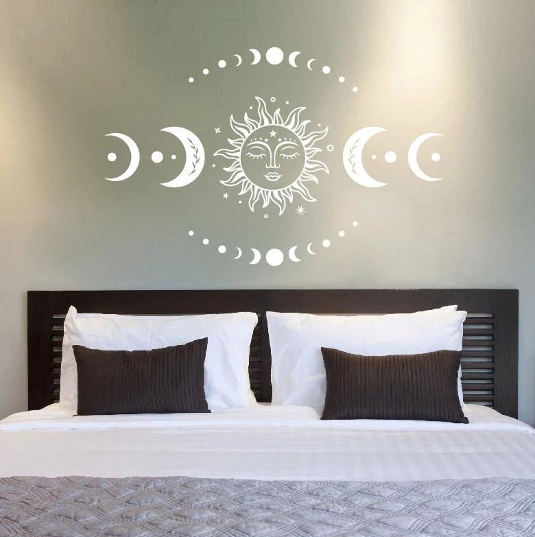 Celestial Sun and Moon Vinyl Wall Decal, Magic Home Decor (34x22") - Etsy