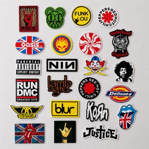 100 st rockbandklistermärken, vattentäta vinyldekaler för laptop, vattenflaska, gitarr, skateboard och bagage, pop metal punk bild 2