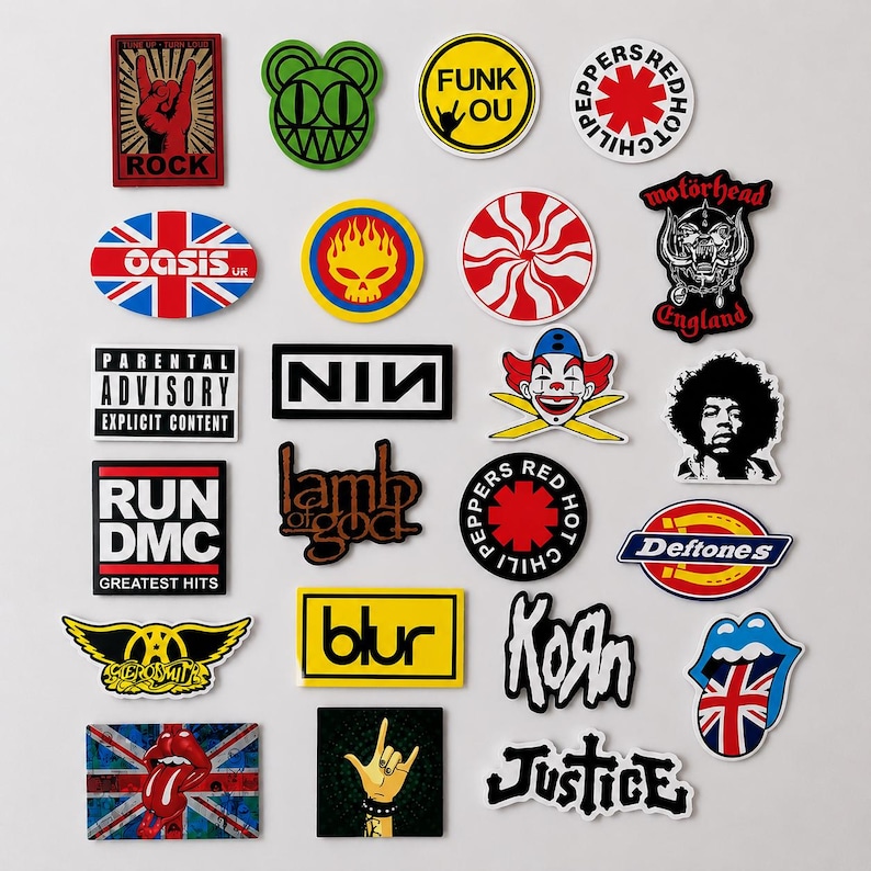 100 st rockbandklistermärken, vattentäta vinyldekaler för laptop, vattenflaska, gitarr, skateboard och bagage, pop metal punk bild 2