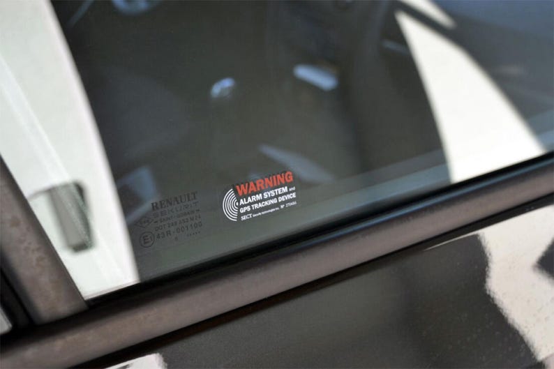 Car Alarm Sticker GPS Tracking Warning Decal | Anti Theft Security Car Window Sticker | Vehicle Protection Sign | Set of 4 image 5