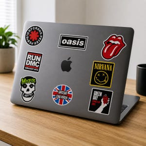 100 st rockbandklistermärken, vattentäta vinyldekaler för laptop, vattenflaska, gitarr, skateboard och bagage, pop metal punk bild 7