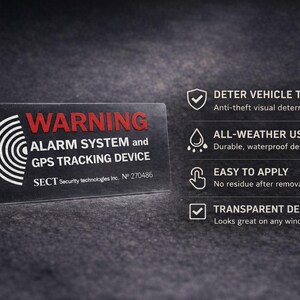 Car Alarm Sticker GPS Tracking Warning Decal | Anti Theft Security Car Window Sticker | Vehicle Protection Sign | Set of 4 image 2