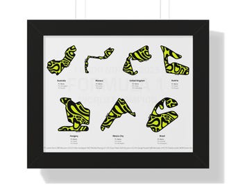 Framed Lando Norris Formula 1 World Champion Artwork | All 7 of Lando Norris' Winning Tracks