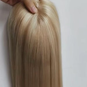 5x6 Lace Topper Brown Blonde Balayage European Human Hair Piece Toppers Breathable Comfort Clips in for Bald Hair Loss Thinning Alopecia