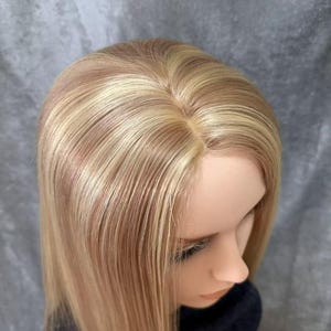Silk Base Topper Human Remy Hair 6&quot;x7&quot; Silk Top Balayage Blonde Brown Color Clips in Hair Piece for Bald Hair Lossing