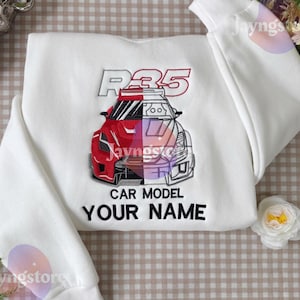 Embroidered Car Sweatshirt – Custom Car Hoodie for Men – Car Guy Gift – Personalized Auto Embroidery